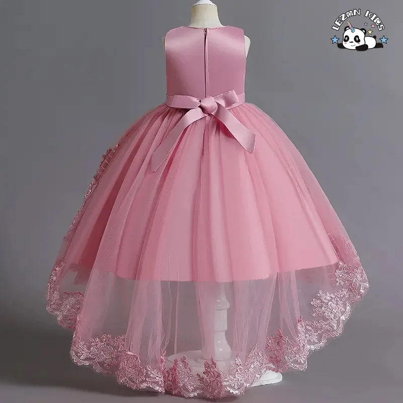 LEZONKIDS - New Girls' Dress Embroidered Beaded Sequins Flowers Trailing Poncho Skirt Spot Wholesale